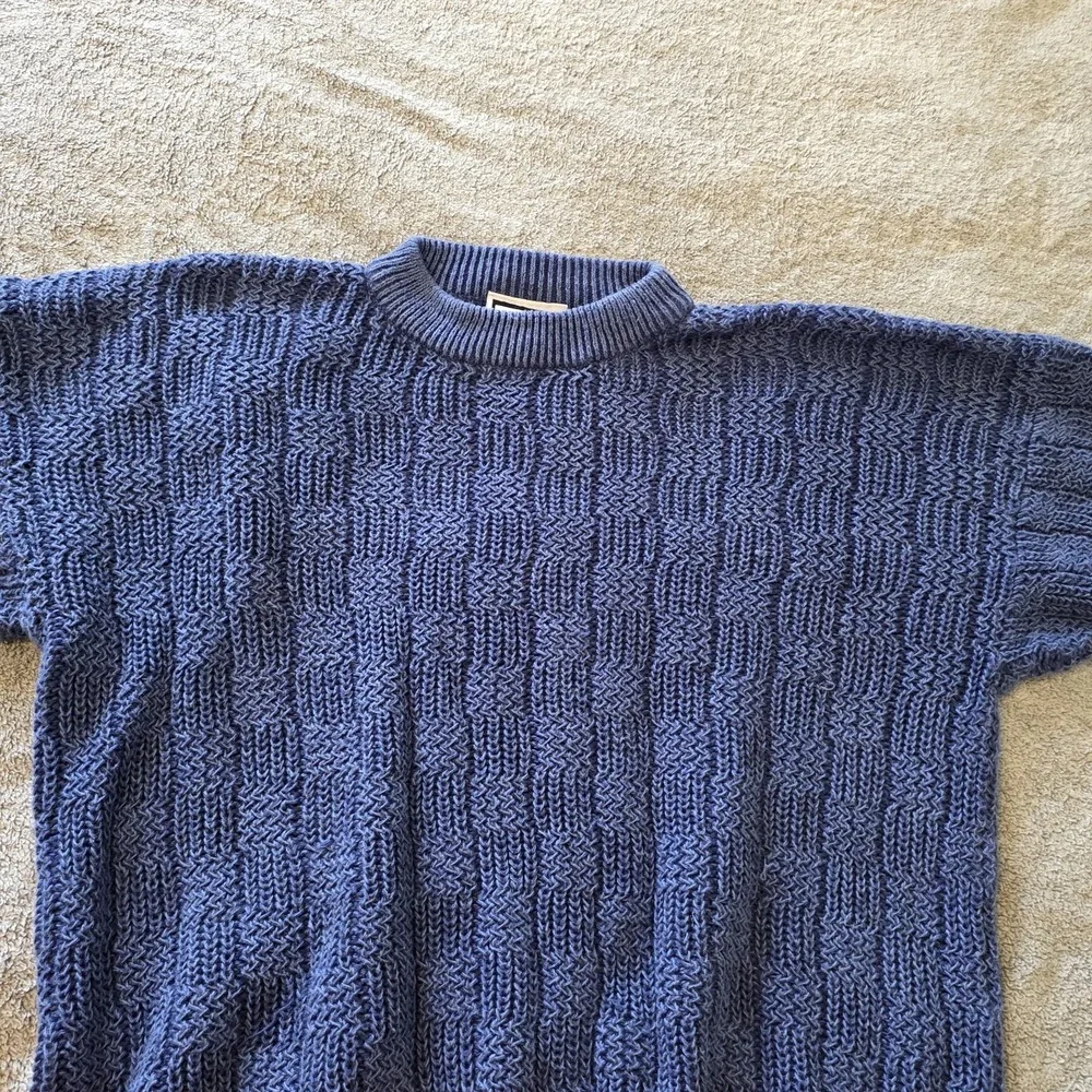 Vintage Weekends Ramie Blue Knit Sweater‎ Size Large Cozy Cabincore